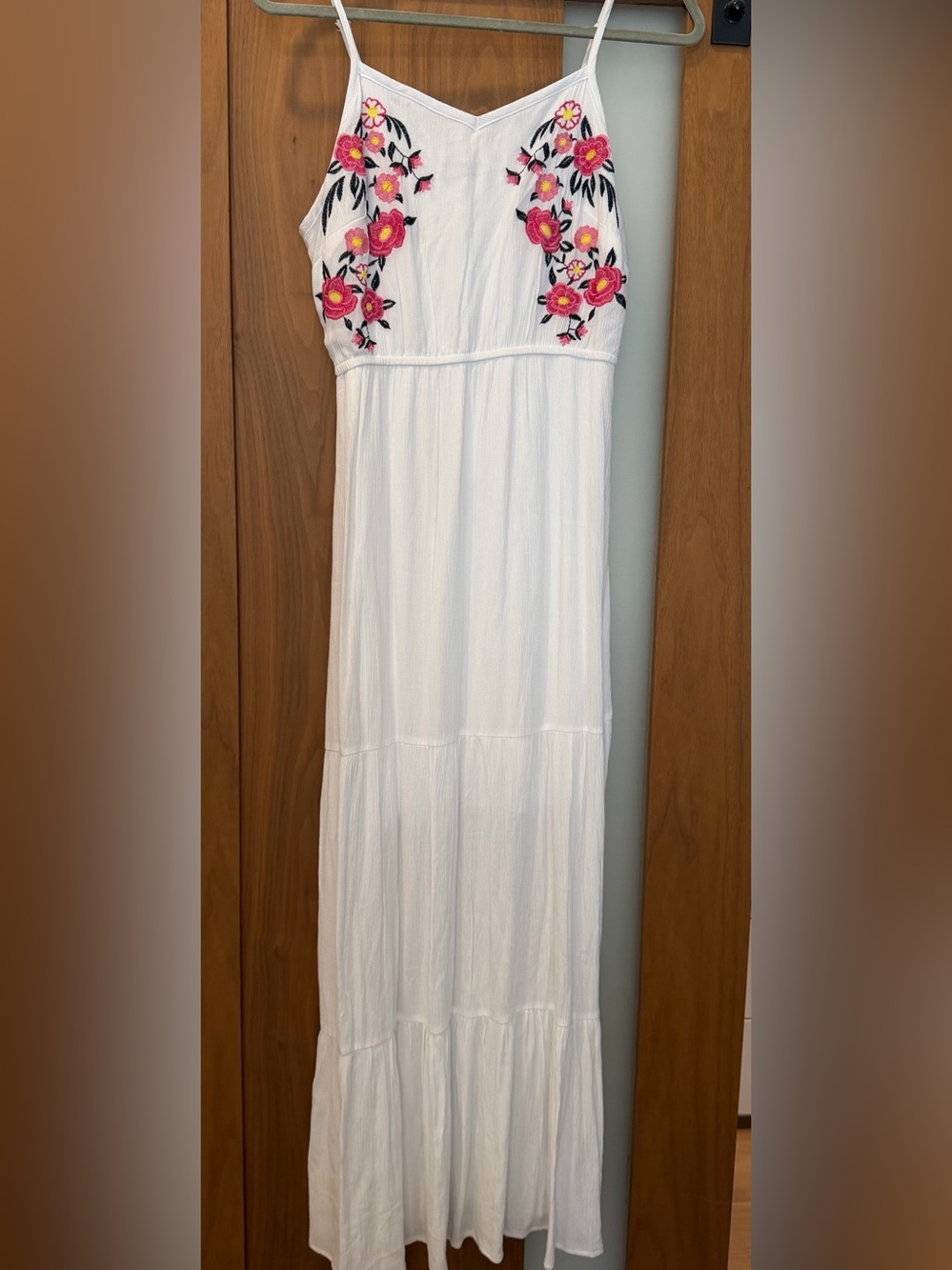 White Floral Summer Dress double lined with adjustable straps